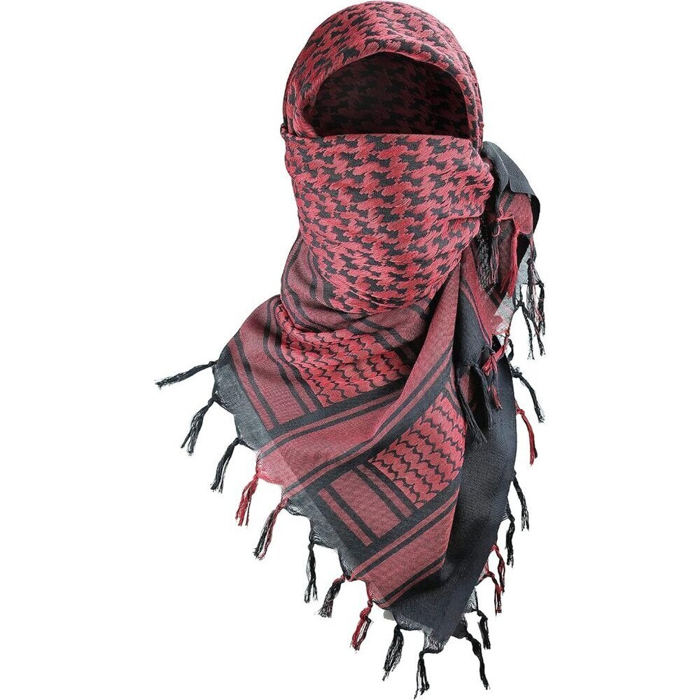 Men's Black/Red Military Shemagh Tactical Desert Cotton Keffiyeh Scarf Wrap